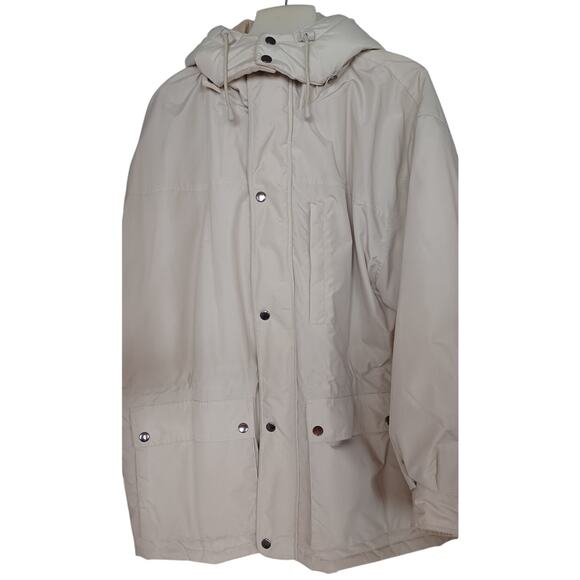 John Henry Men's XL Beige Faux Fur Lined Chore Coat Utility Cargo Pockets Y2K - Picture 3 of 7